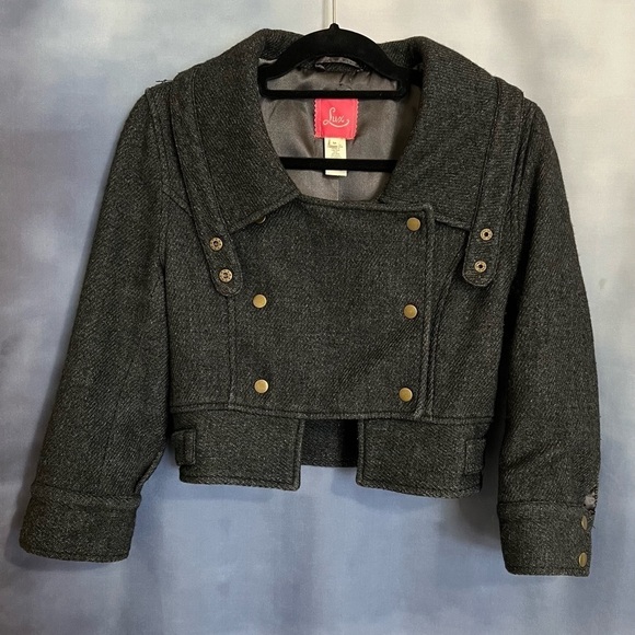 Lux brand 65% wool short military style bomber jacket. Great quality - lined EUC - Picture 1 of 8